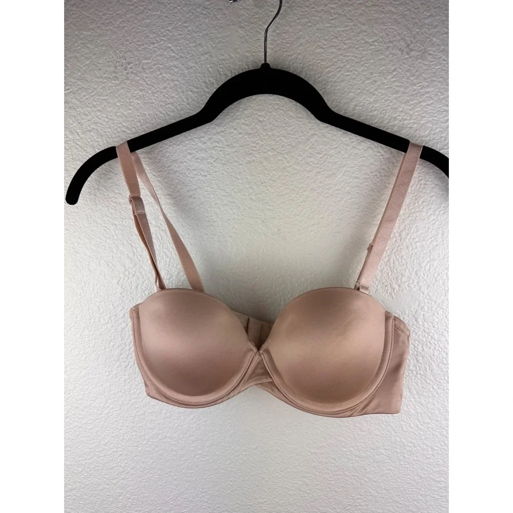 Maidenform Strapless‎ Underwire Bra Convertible Beige 34B Nude Smooth Everyday